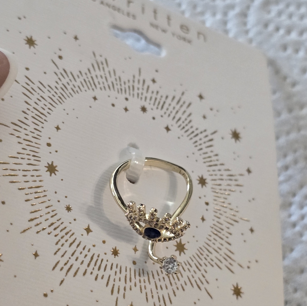Unwritten Gold and Black Women's Ring Sz 7 Cubic Gold Plated New - Picture 2 of 8